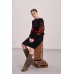 Knitted dress "Flowers" red/black